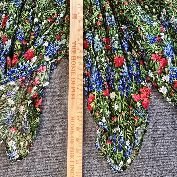 Handmade Boho Asymmetrical Skirt Womens M Green Floral Festival Cottagecore - Picture 5 of 6